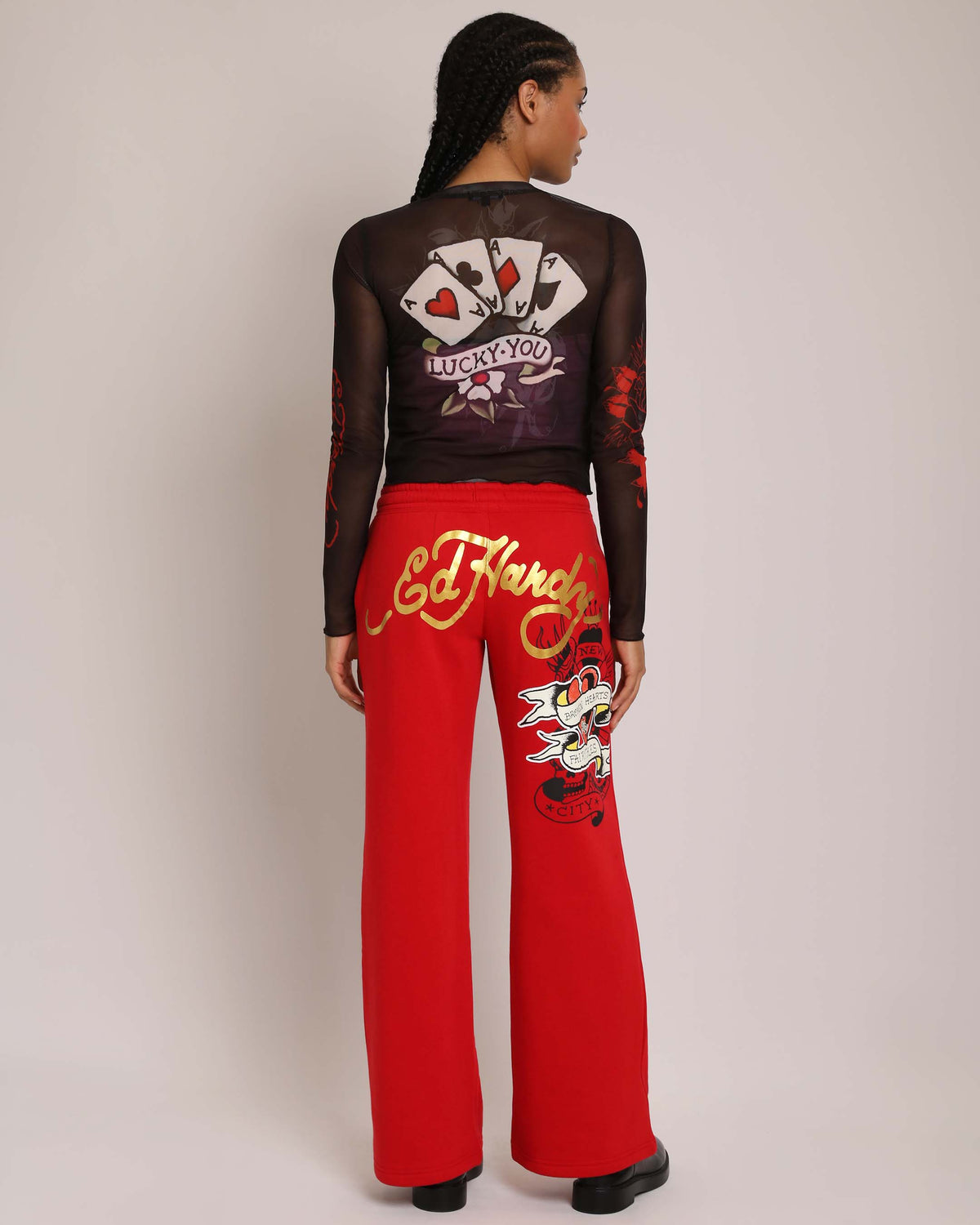 Gamble Heart Long Sleeve Mesh Top  | Ed Hardy