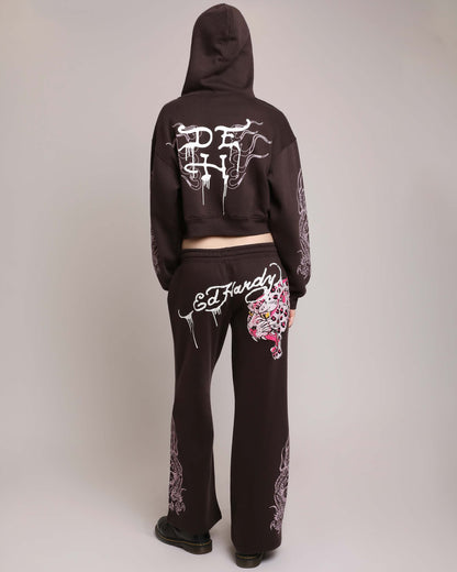 Pink Leopard Cropped Hoodie  | Ed Hardy