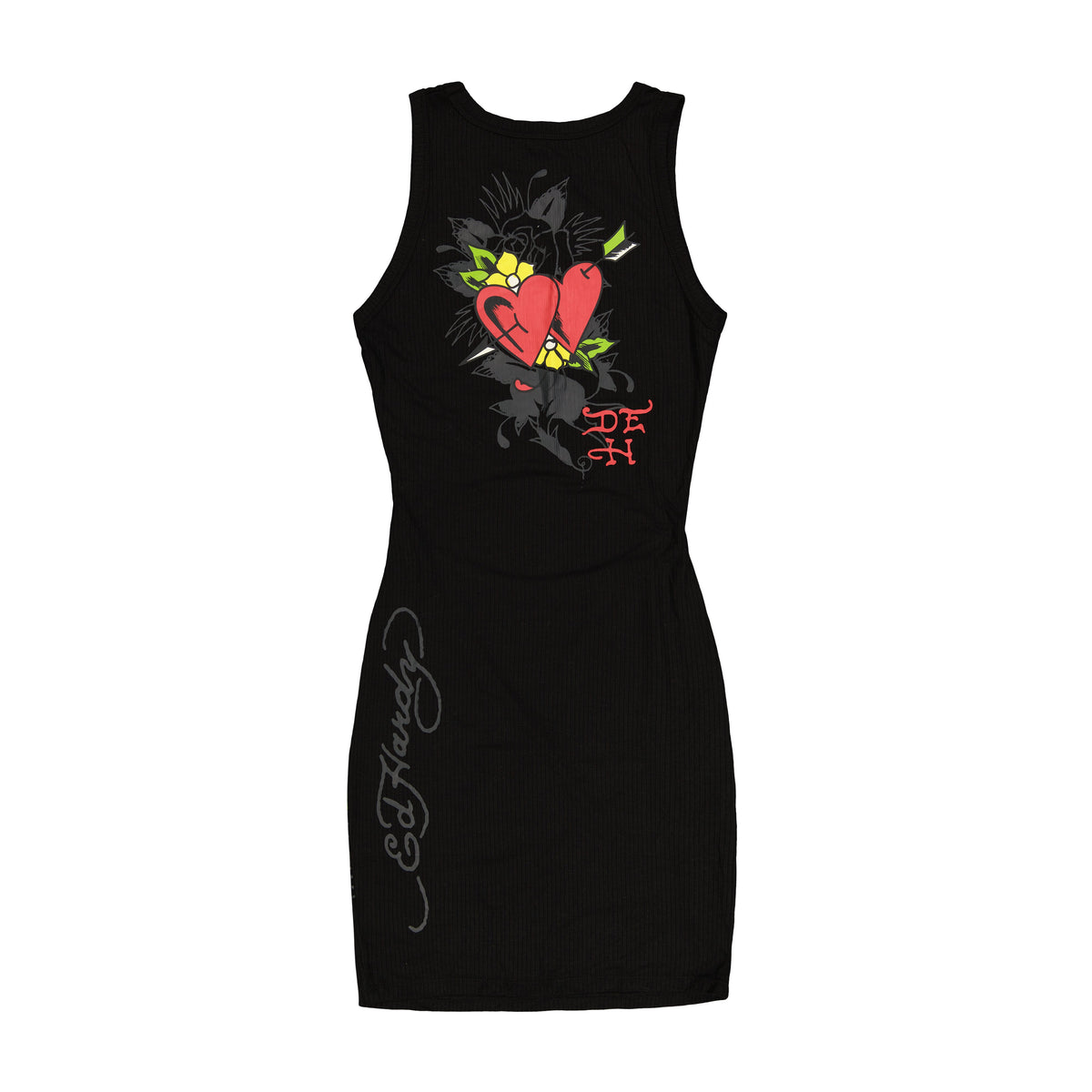 Heart Wings Cut Out Rib Tank Dress BLACK | Ed Hardy