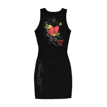 Heart Wings Cut Out Rib Tank Dress BLACK | Ed Hardy