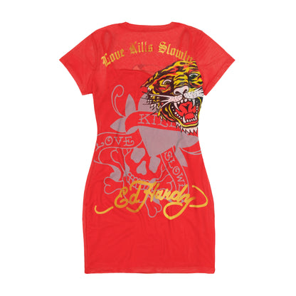 Skull Dagger Mesh Tee Dress CHERRY | Ed Hardy