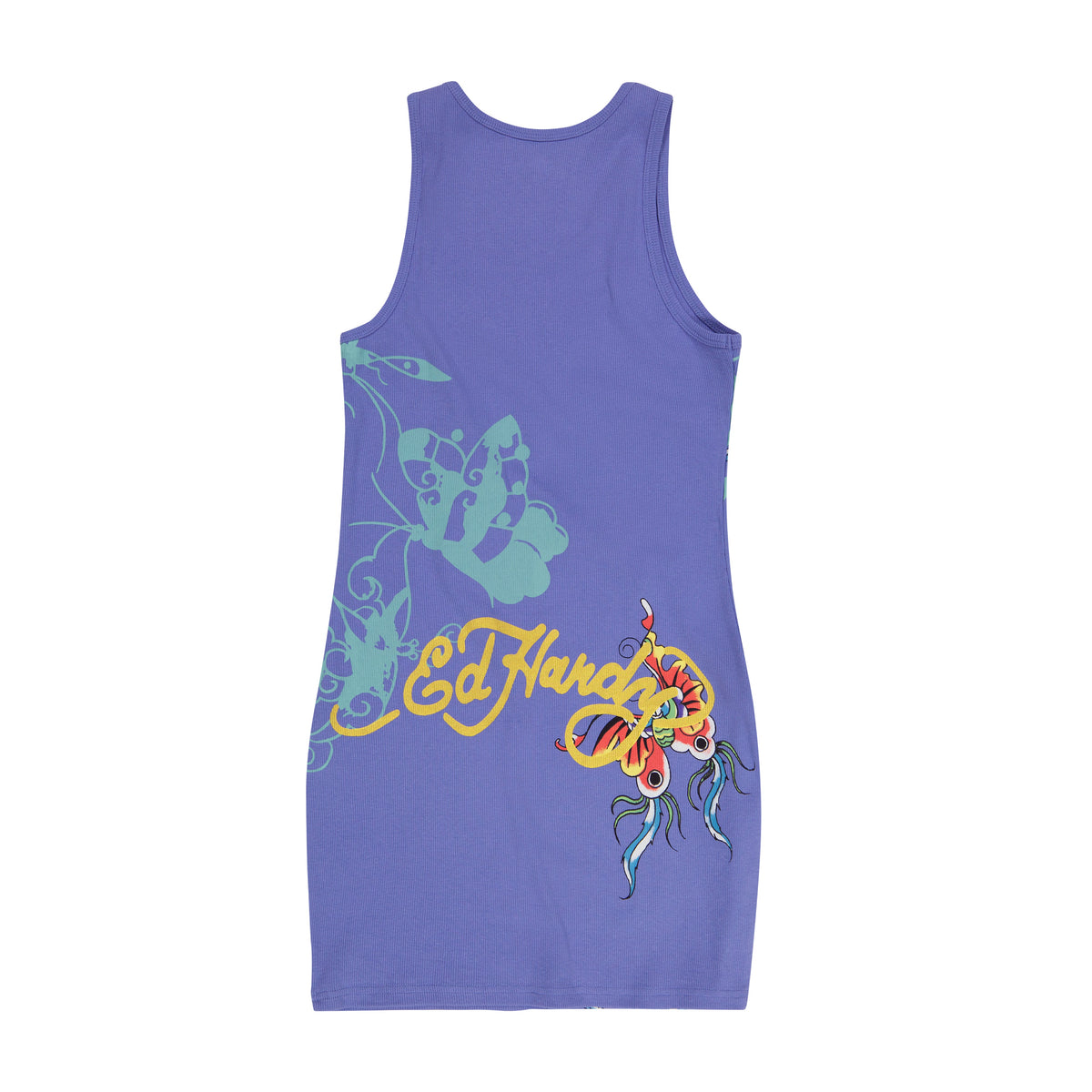 Butterflies Rib Tank Dress PALE BLUE | Ed Hardy