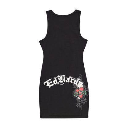 Sacred Heart Rib Tank Dress BLACK | Ed Hardy