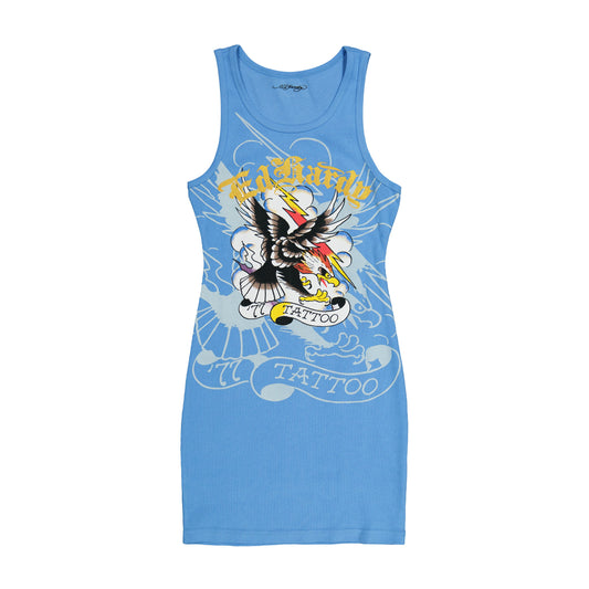 77 Eagle Rib Tank Dress POWDER BLUE | Ed Hardy