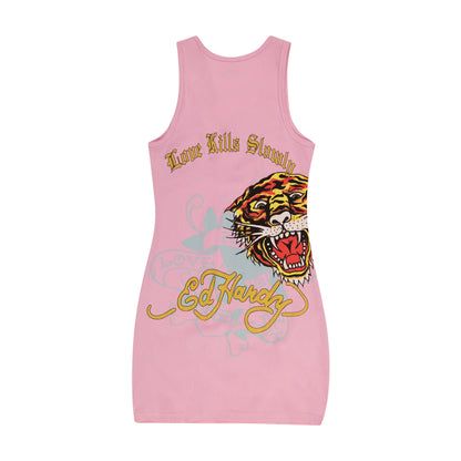 Retro Flash Rib Tank Dress BUBBLEGUM | Ed Hardy