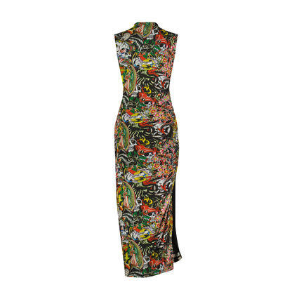 Tattoo Collage Print Mesh Maxi Dress MULTI | Ed Hardy