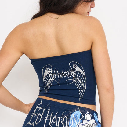 Cross Wings Tube Top NAVY | Ed Hardy