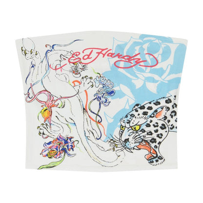 Blue Leopard Tube Top WHITE | Ed Hardy