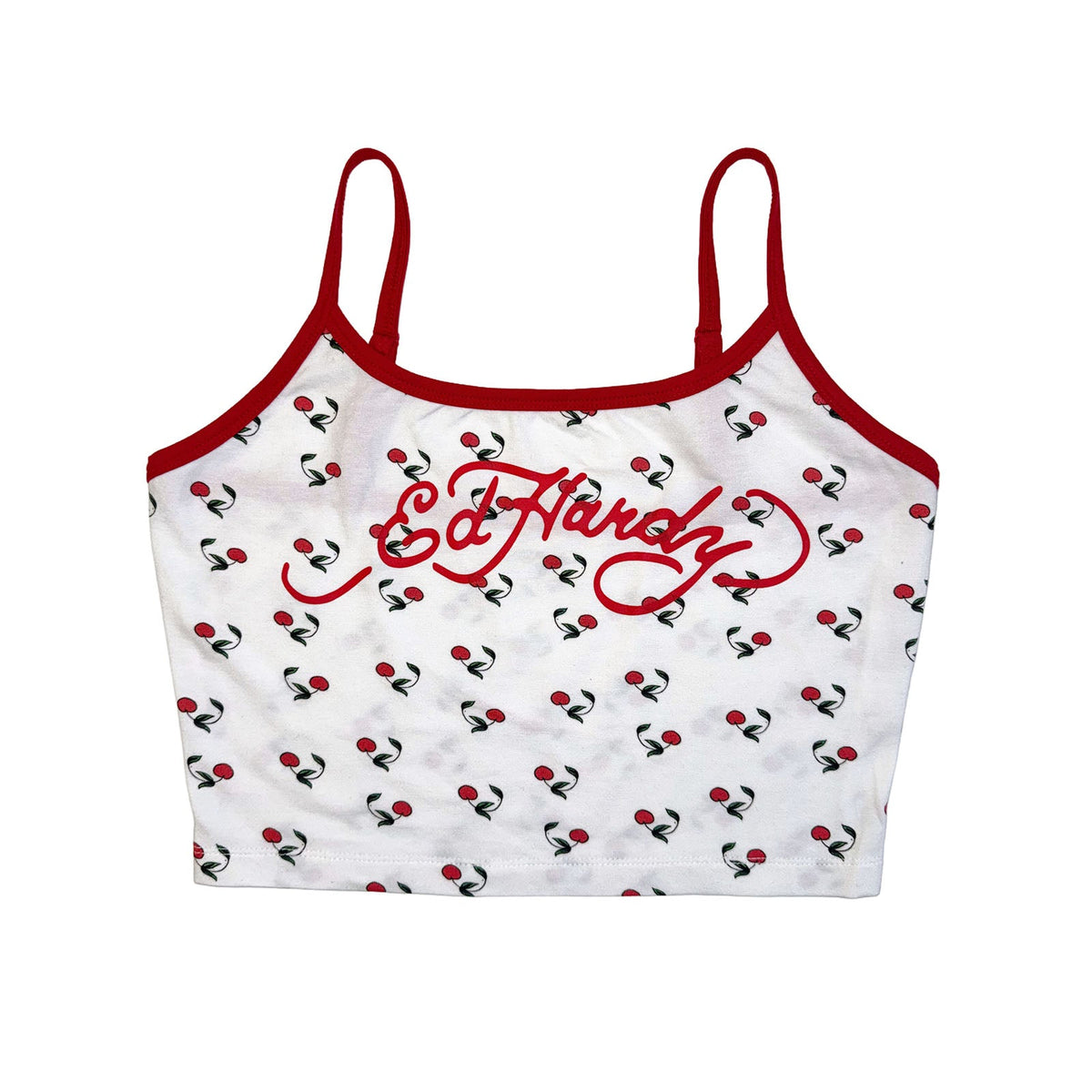Cherries Sleeper Cami WHITE | Ed Hardy