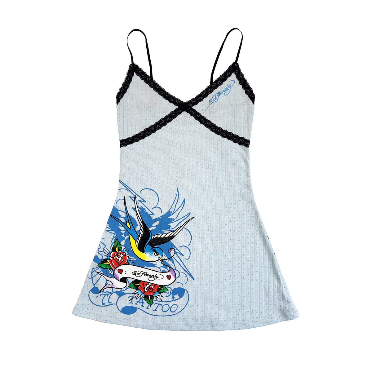 Swallows Lace Nighty BABY BLUE | Ed Hardy