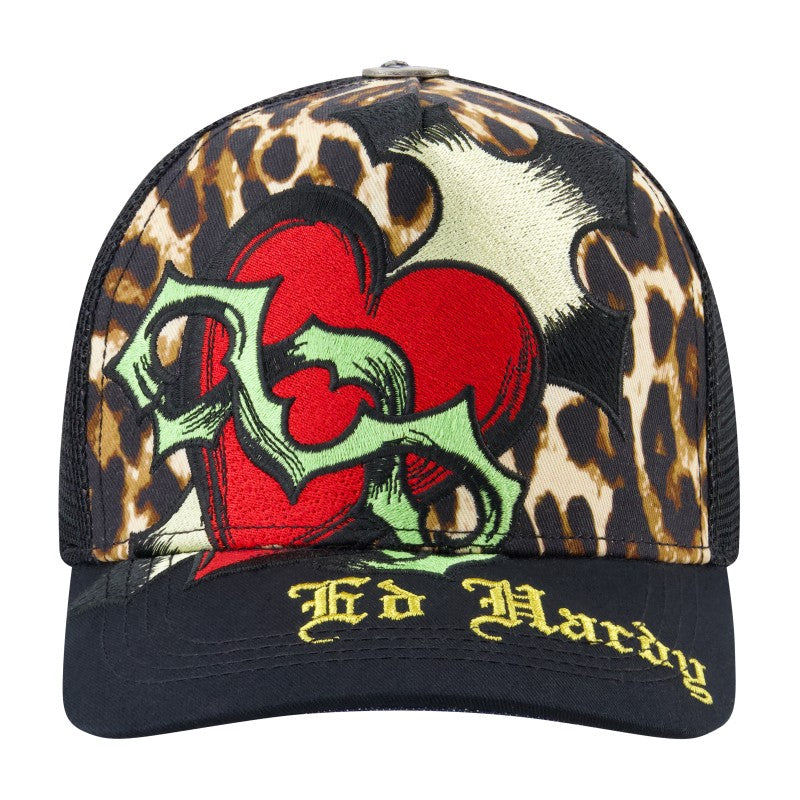 Sacred Heart Trucker Hat, Leopard LEOPARD | Ed Hardy
