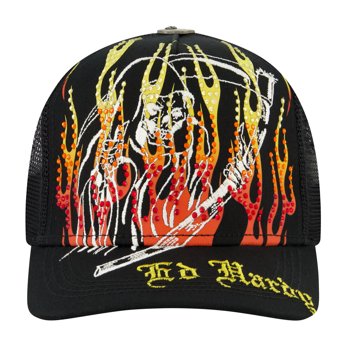 Reaper Rhinestone Trucker Hat BLACK | Ed Hardy
