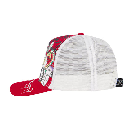 NYC Eagle Hat CHERRY WHITE | Ed Hardy