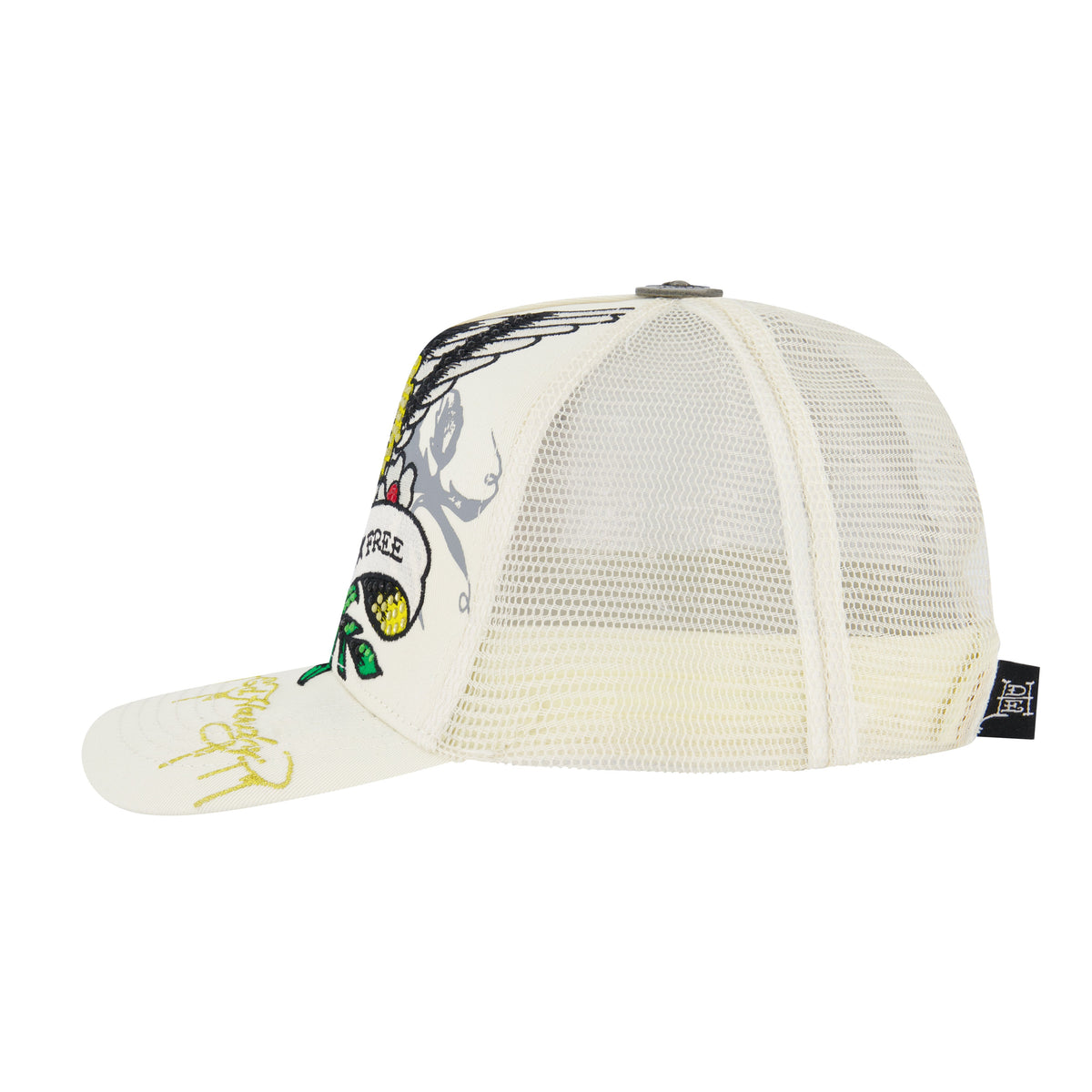 Cherub Rhinestone Trucker Hat IVORY | Ed Hardy