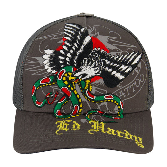 Eagle Snake Trucker Hat VTG GREY | Ed Hardy