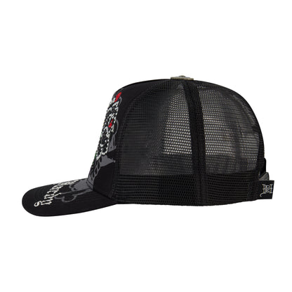 Black Rose Rhinestone Trucker Hat BLACK | Ed Hardy