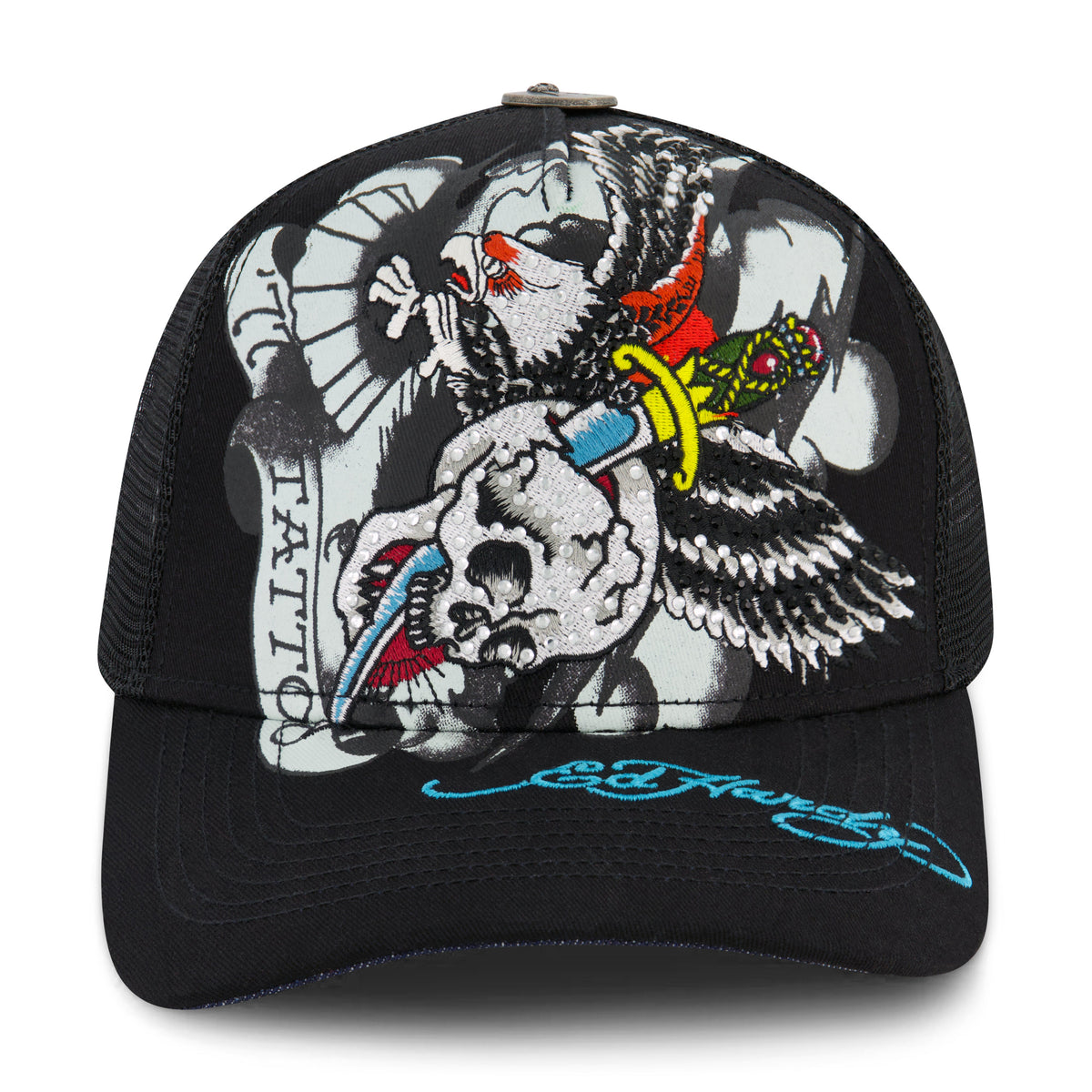 77 Eagle Rhinestone Trucker Hat BLACK | Ed Hardy