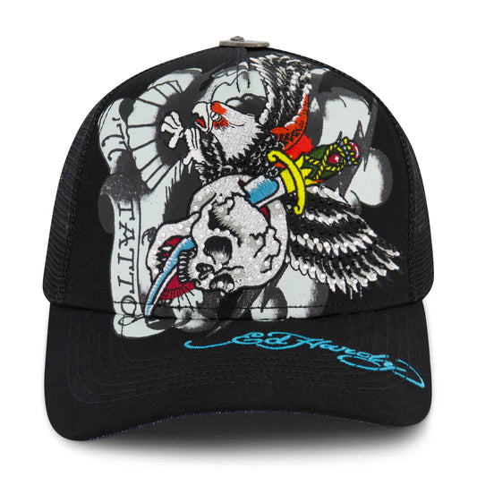 77 Eagle Rhinestone Trucker Hat BLACK | Ed Hardy