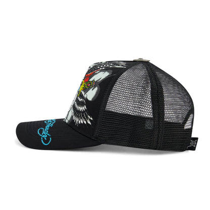 77 Eagle Rhinestone Trucker Hat BLACK | Ed Hardy