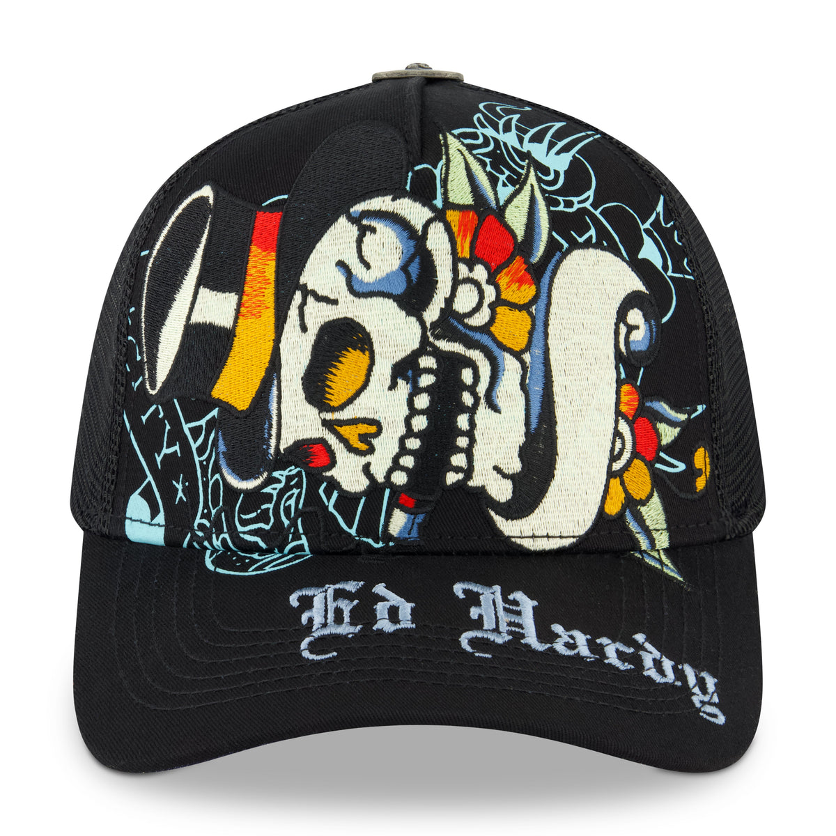 Tiger Skull Trucker Hat - Black BLACK | Ed Hardy