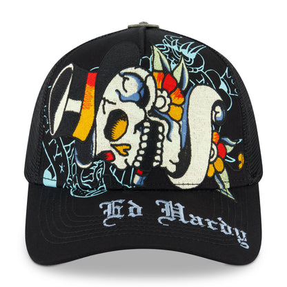 Tiger Skull Trucker Hat - Black BLACK | Ed Hardy