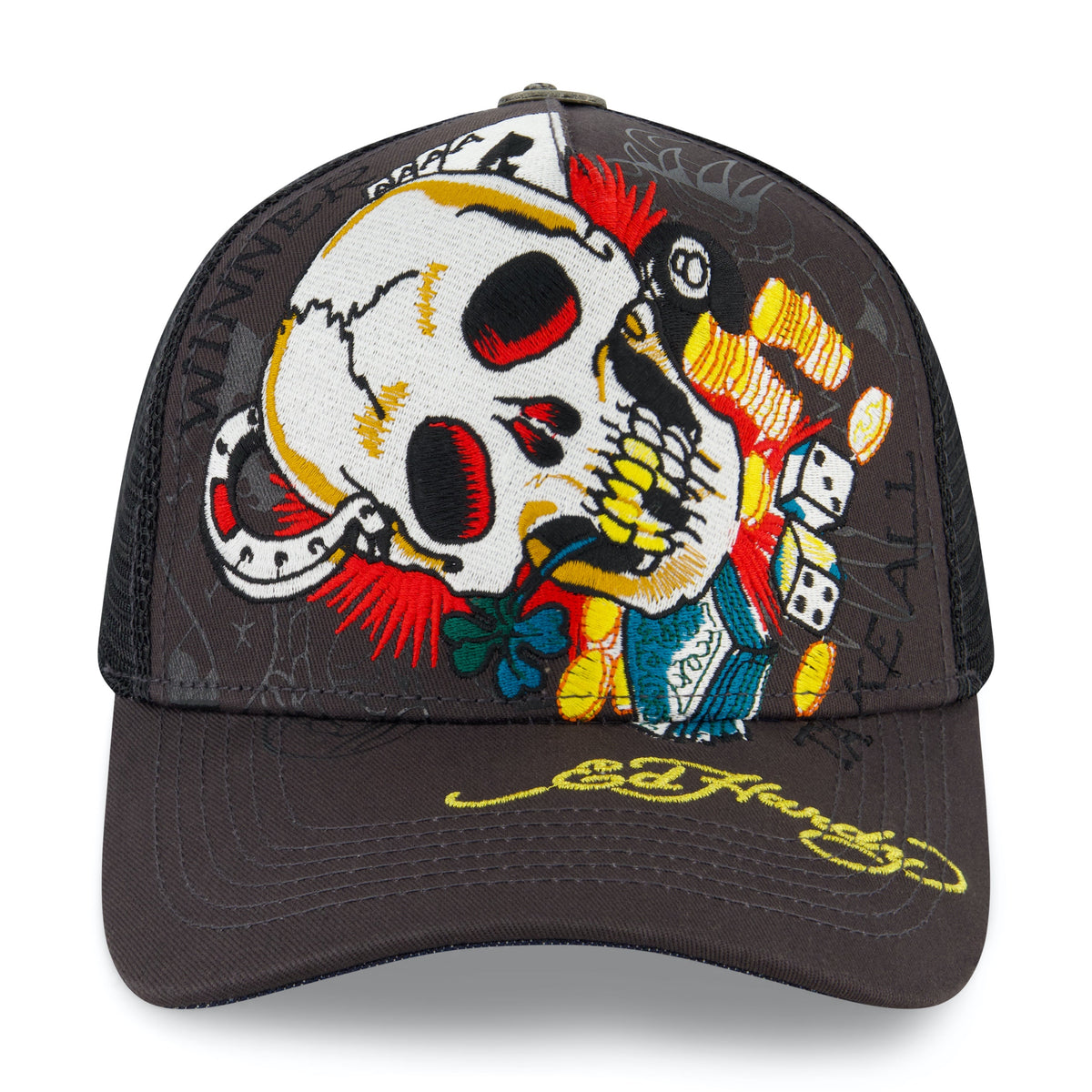 Ace Skull Trucker Hat CHARCOAL | Ed Hardy