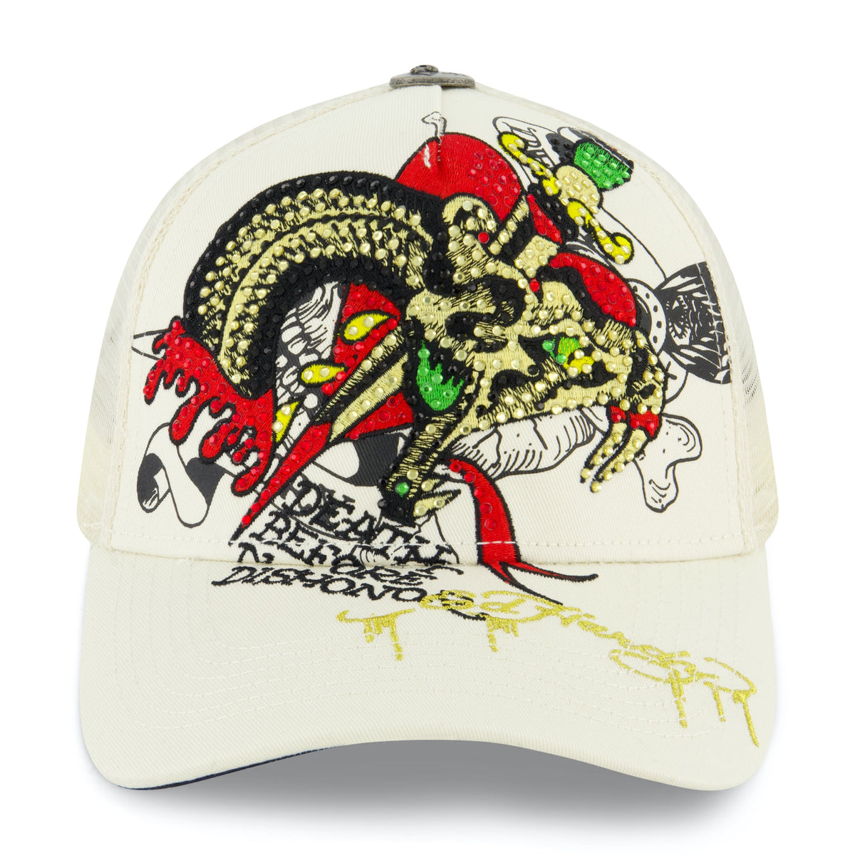 Dagger Snake Trucker Hat IVORY | Ed Hardy