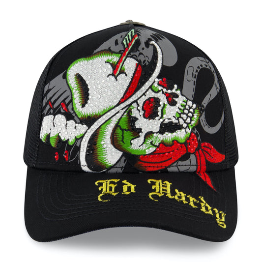 Cowboy Skull Trucker Hat BLACK | Ed Hardy