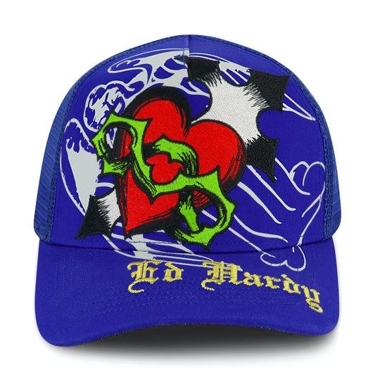 Sacred Heart Trucker Hat POP BLUE | Ed Hardy