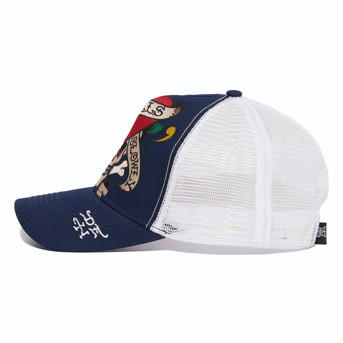 Heart Skull Trucker Hat Navy | Ed Hardy