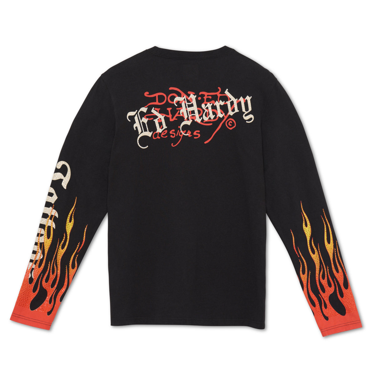 Limited Edition Rhinestone Fire Tiger Ls Tee FADED BLACK | Ed Hardy