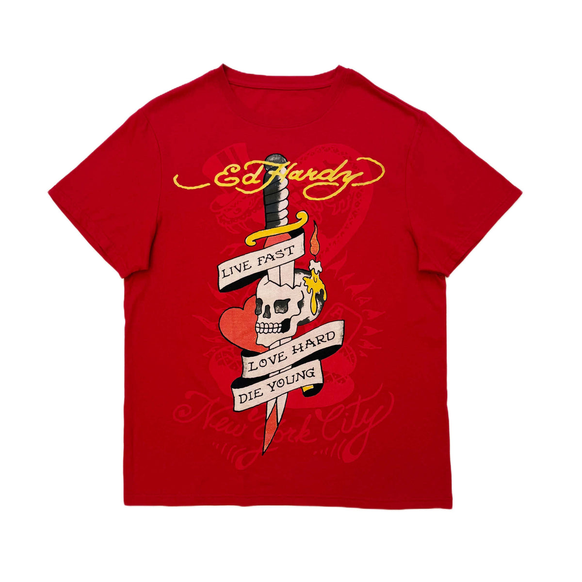 Live Fast Throwback Graphic Tee RED | Ed Hardy