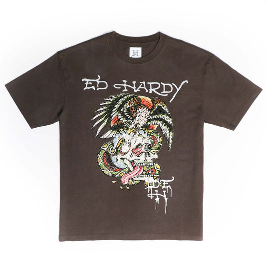 Limited Edition — Battle Skull Rhinestone Tee CHARCOAL | Ed Hardy