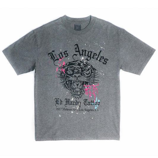 Limited Edition- LA Tiger Rhinestone Tee VTG HEATHER | Ed Hardy