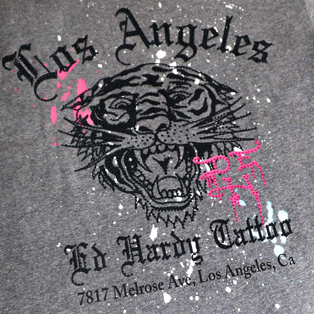 Limited Edition- LA Tiger Rhinestone Tee VTG HEATHER | Ed Hardy