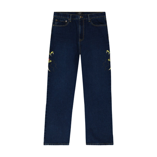 Dragon Skull Baggy Wide Leg Jean RAW | Ed Hardy