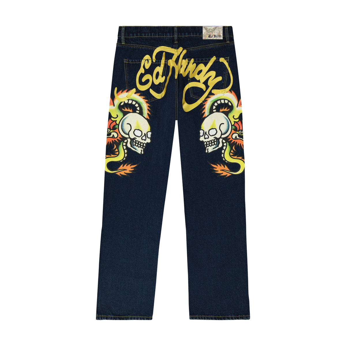 Dragon Skull Baggy Wide Leg Jean RAW | Ed Hardy