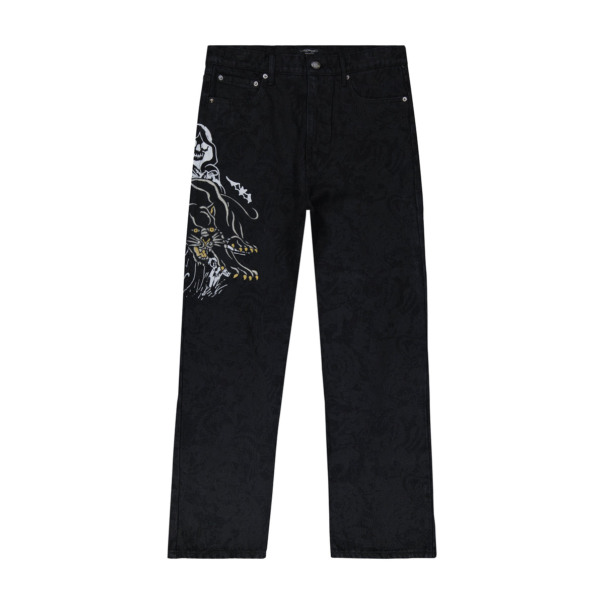 Panther Reaper Baggy Wide Leg Jeans BLACK | Ed Hardy