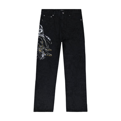 Panther Reaper Baggy Wide Leg Jeans BLACK | Ed Hardy