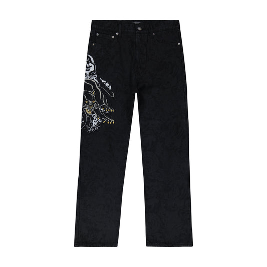 Panther Reaper Baggy Wide Leg Jeans BLACK | Ed Hardy