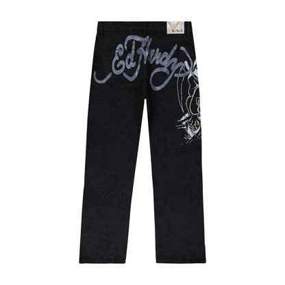 Panther Reaper Baggy Wide Leg Jeans BLACK | Ed Hardy