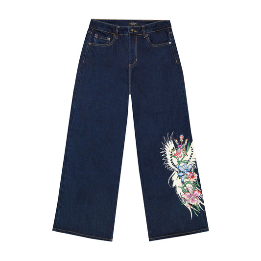 Orchids Baggy Jean Y2K MEDIUM | Ed Hardy