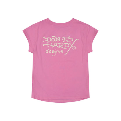 Yolo Girl Rhinestone Cap Sleeve Tee ORCHID | Ed Hardy