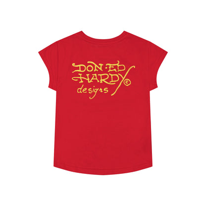 Tiger Mountain Rhinestone Cap Sleeve Tee CHERRY | Ed Hardy