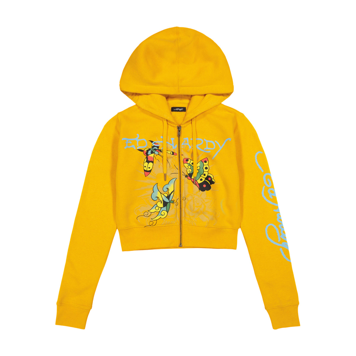 Butterflies Cropped Hoodie - Marigold MARIGOLD | Ed Hardy