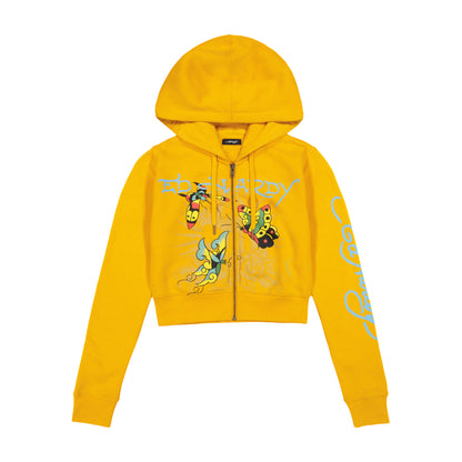 Butterflies Cropped Hoodie - Marigold MARIGOLD | Ed Hardy