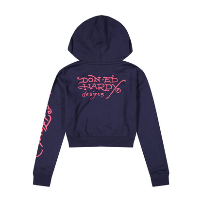 Eagle Rose Cropped Hoodie NAVY ECLIPSE | Ed Hardy