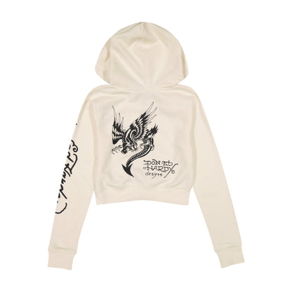 Dagger Heart Cropped Hoodie IVORY | Ed Hardy