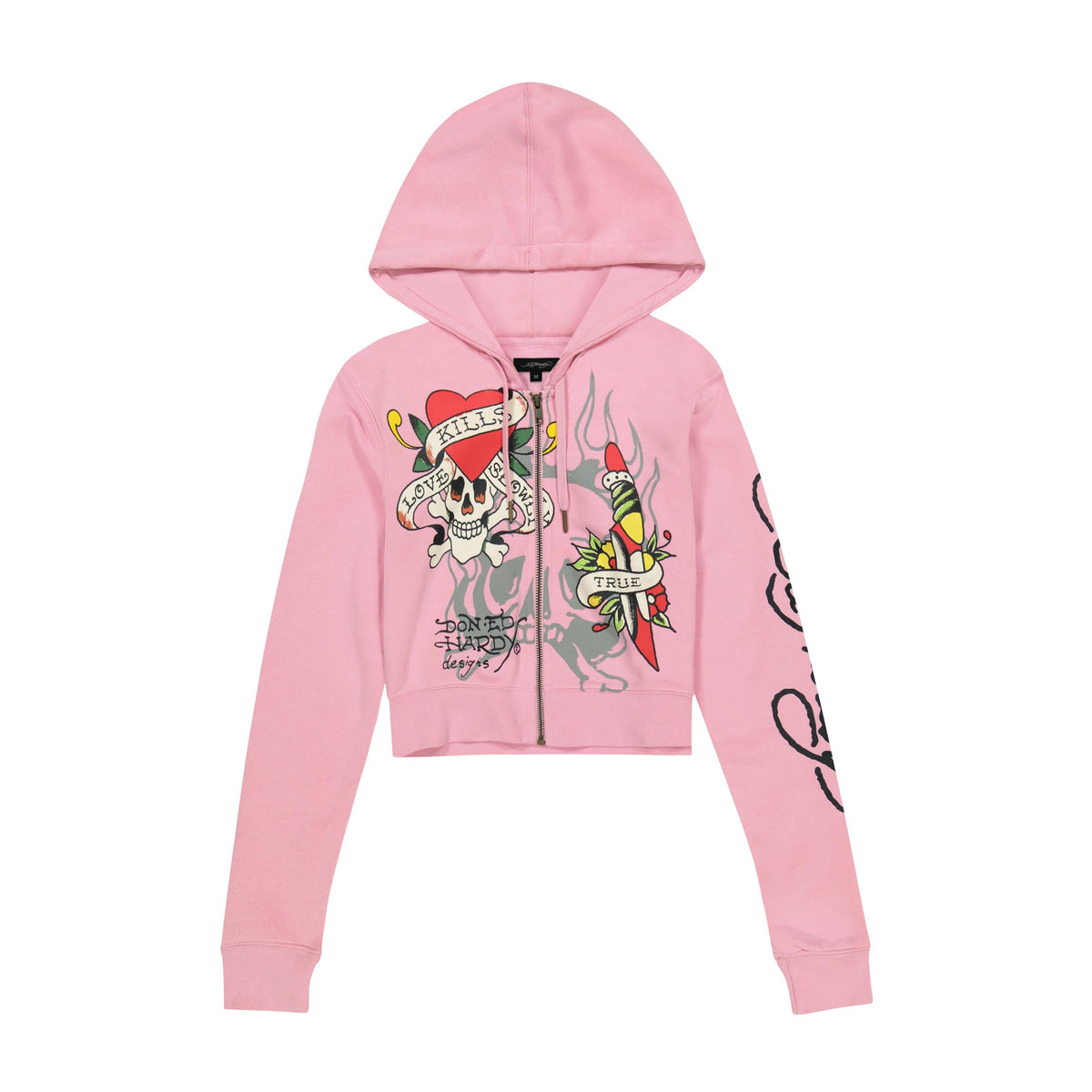 Tiger Dagger Zip Front Hoodie BUBBLEGUM | Ed Hardy