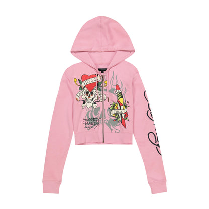 Tiger Dagger Zip Front Hoodie BUBBLEGUM | Ed Hardy